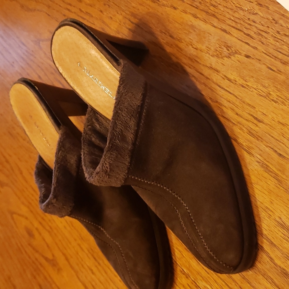 A. Marinelli Brown Suede Mules Size 8